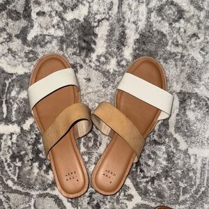 a new day Tan and White Sandals